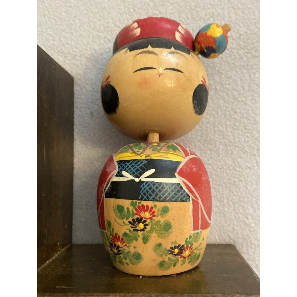 Vintage Wooden Japanese Kokeshi Bobble Head Doll Bookends Japan Hand painted - Picture 4 of 6